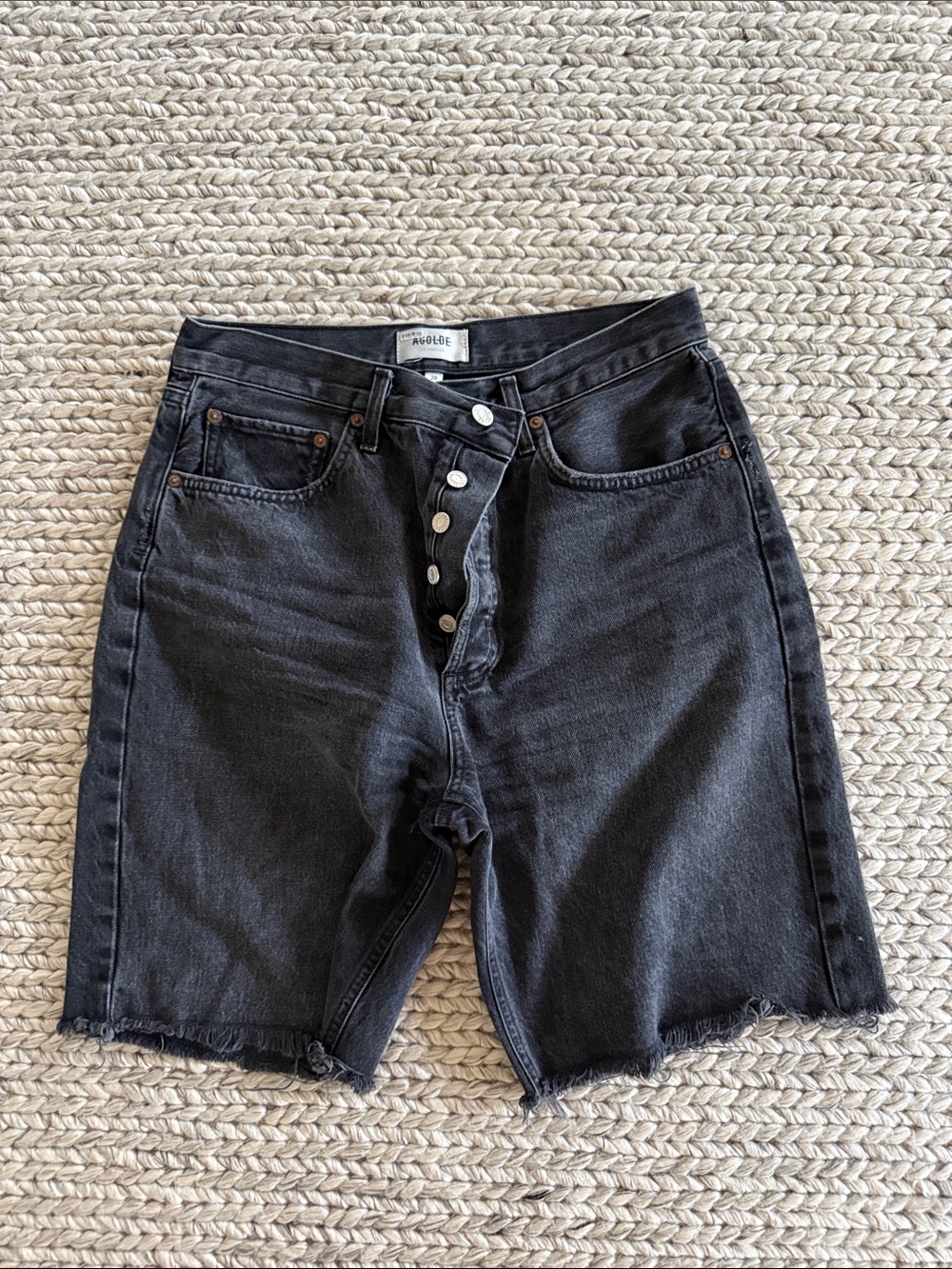 Agolde Black Button-Fly Denim Shorts